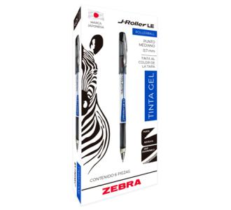 Bolígrafo Zebra J-Roller LE Punto Mediano 0.7mm Tinta Gel Color Rojo C/6 Pzas