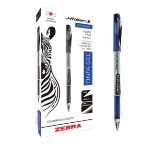 Bolígrafo Zebra J-Roller LE Punto Fino 0.5mm Tinta Gel Color Azul C/6 Pzas