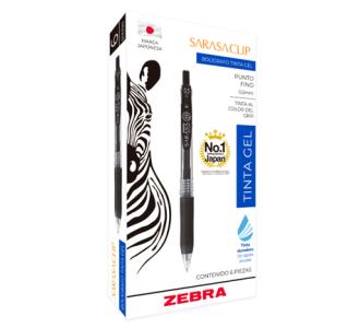 Bolígrafo Zebra Sarasa Retráctil Punto Fino 0.5mm Tinta Gel Color Azul C/6 Pzas