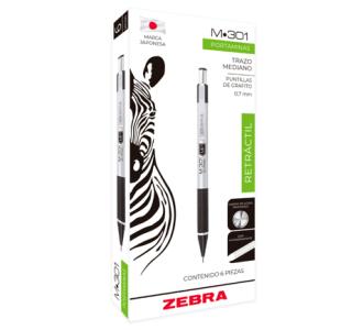 Lapicero Zebra M-301 Retráctil Punto 0.7mm C/6 Pzas