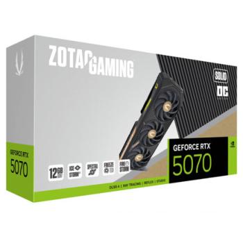 Tarjeta de Video Zotac Gaming Solid OC GeForce RTX5070 OC 12GB RGB Triple Fan GDDR7 192-bit PCIe 5.0 x16 1xHDMI 3xDP